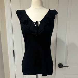New Frame Black Ruffle Sleeveless Top